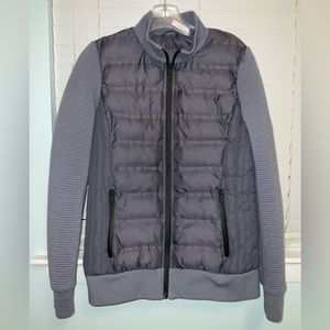 Marc New York Blue/Grey Puffer Mixed Media Jacket with Knit Sleeves 🧥